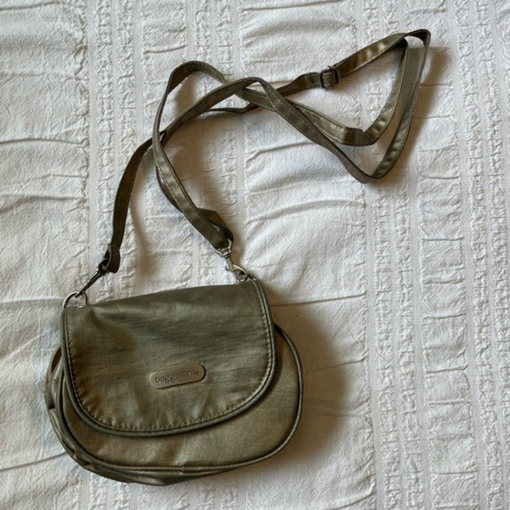 Baggallini sterling shimmer crossbody double zip belt bag